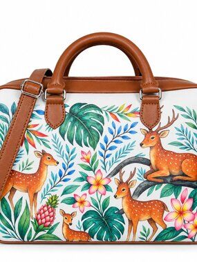 Printed Vegan Leather Buisness Top Handle Crossbody Bag for Women for Work